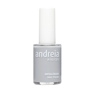 Frasco de verniz de unhas cor cinza claro da Andreia Higicol com tampa branca