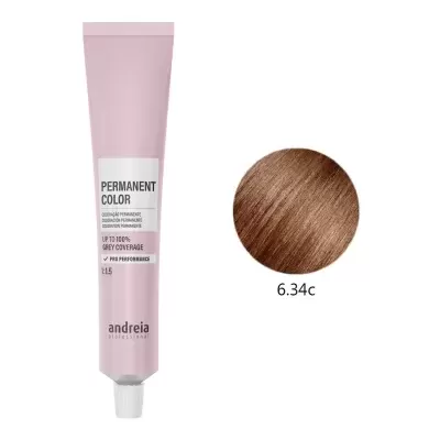 Tubo de tinta para cabelo permanente cor castanho 6.34c