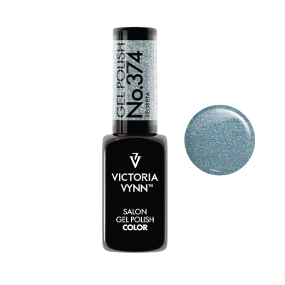 Esmalte gel Victoria Vynn azul metálico brilhante com embalagem preta