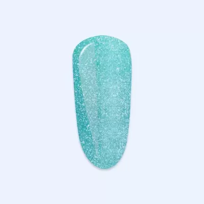 Verniz de unha azul turquesa brilhante com glitter