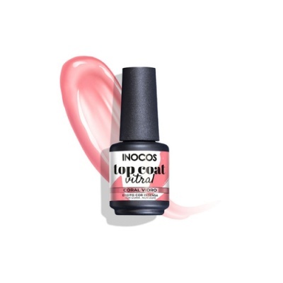 Frasco de verniz de unhas INOCOS top coat Ultra cor Coral Vidro