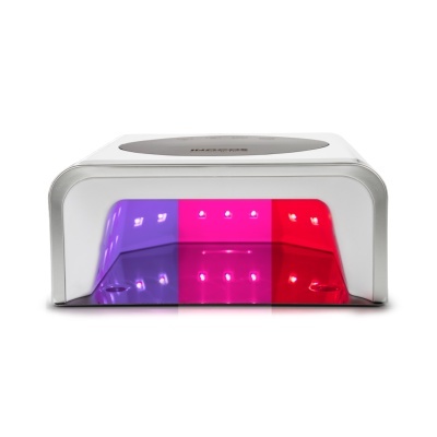 Dispositivo branco retangular com LEDs coloridos para cura de unhas