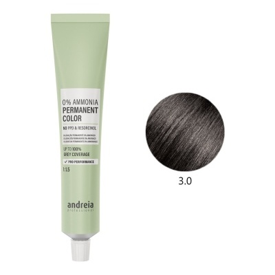 Tinte de cabelo Andreia Professional 0% amoníaco cor 3.0 castanho escuro