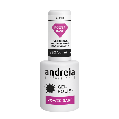 Frasco de verniz gel transparente da marca andreia professional POWER BASE.