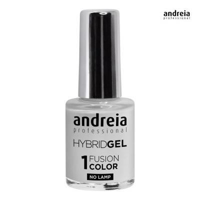 Frasco de verniz de unhas branco da marca Andreia Professional sobre fundo branco