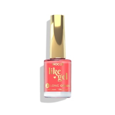 Frasco de verniz para unhas rosa coral com tampa dourada