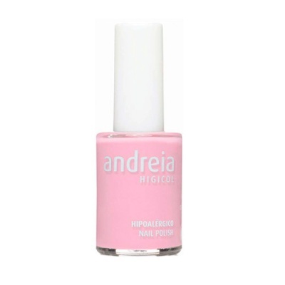 Esmalte de unhas rosa da marca andreia HIGICOL com tampa branca