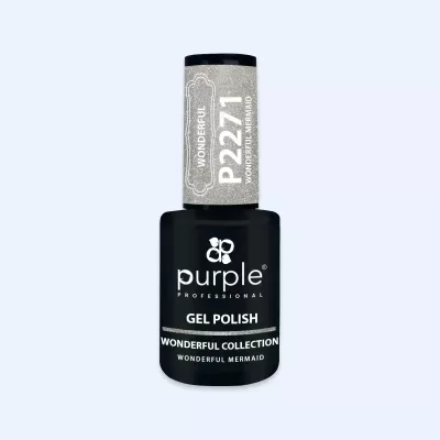 Frasco de verniz gel para unhas Purple Professional preto com tampa cinza brilhante