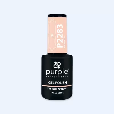 Verniz gel preto com tampa rosa claro e texto branco