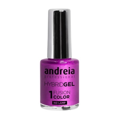 Frasco rosa metálico de verniz de unhas em gel da marca andreia professional com tampa prateada