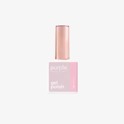 Frasco de verniz gel para unhas rosa com texto purple gel polish 030 daring