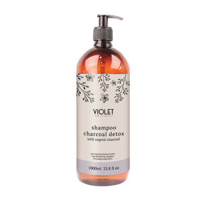 Frasco de shampoo desintoxicante de carvão vegetal VIOLET 1000ml