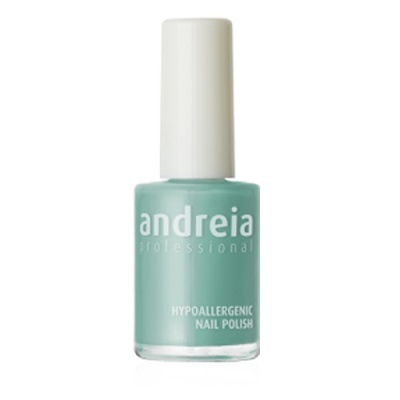 Verniz de unhas azul esverdeado da andreia professional com tampa branca.