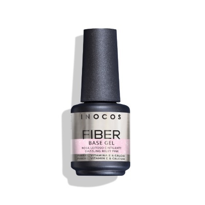Frasco de gel base Fiber rosa leitoso cintilante Inocos
