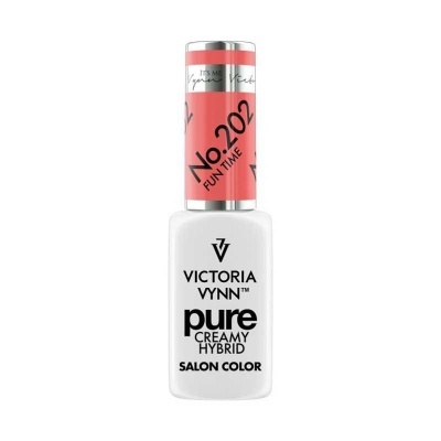 Frasco de verniz de unhas Victoria Vynn com tampa cor-de-rosa e etiquetas com texto preto