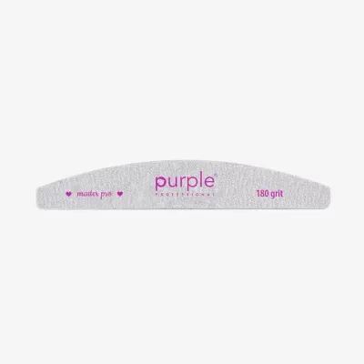 Lima de unhas cinzenta com texto roxo purple PROFESSIONAL, master pro e 180 grit