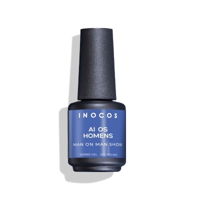 Frasco de verniz gel para unhas INOCOS azul com tampa preta