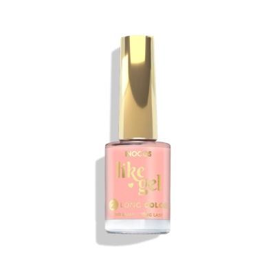 Frasco de verniz de unhas cor de rosa claro com tampa dourada