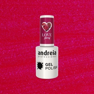 Verniz gel para unhas andreia professional com tampa rosa e fundo vermelho brilhante
