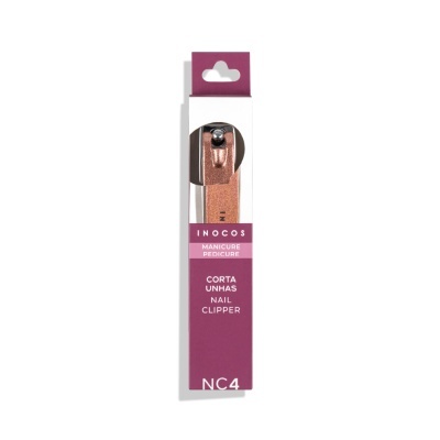 Corta unhas cobre em embalagem rosa e branca