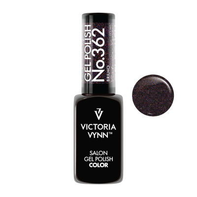 Esmalte de gel preto Victoria Vynn No.362 com amostra da cor