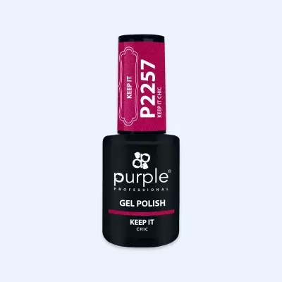 Frasco de verniz gel rosa glitter da Purple Professional