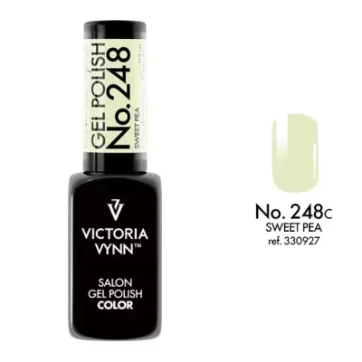 Verniz gel preto Victoria Vynn No. 248 Sweet Pea com amostra verde claro