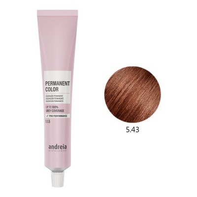 Tubo de coloração de cabelo permanente rosa com amostra da cor castanho dourado 5.43