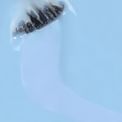 Escova de dentes eléctrica com cerdas coloridas em fundo azul