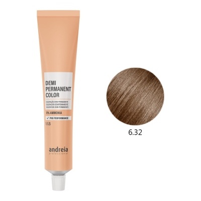 Tubo de coloração demi-permanente para cabelo castanho claro 6.32