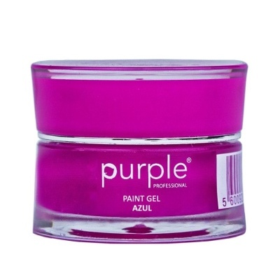Frasco de gel de pintura roxo com rótulo branco