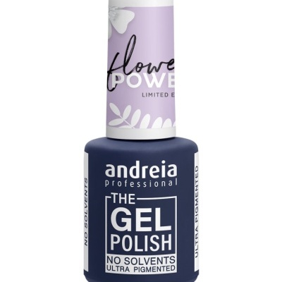 Frasco de verniz de gel para unhas andreia professional azul com tampa lilás decorada