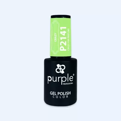 Frasco preto de verniz em gel com tampa preta e rótulo verde com texto