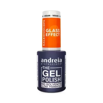 Frasco de verniz gel azul escuro Andreia Professional com tampa branca e laranja