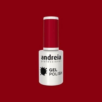 Frasco de verniz gel para unhas andreia professional com tampa vermelha e corpo branco