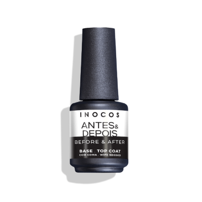 frasco de verniz para unhas INOCOS ANTES & DEPOIS na cor preta com rótulo