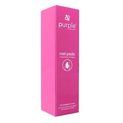 Caixa rosa de compressas para unhas da marca Purple Professional