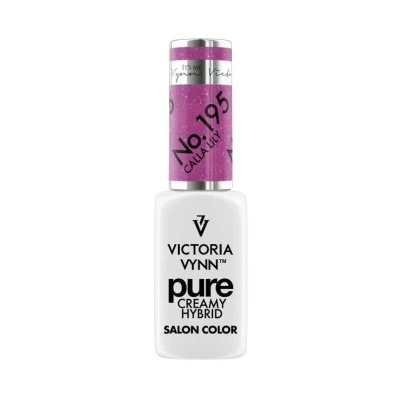 Frasco de verniz de unhas Victoria Vynn branco com tampa roxa e texto no frasco