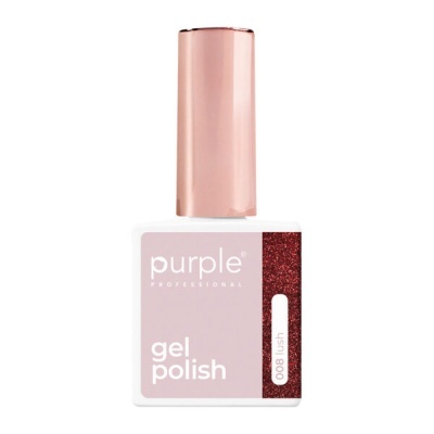 Frasco de verniz gel Purple Professional gel polish com tampa rosa dourada