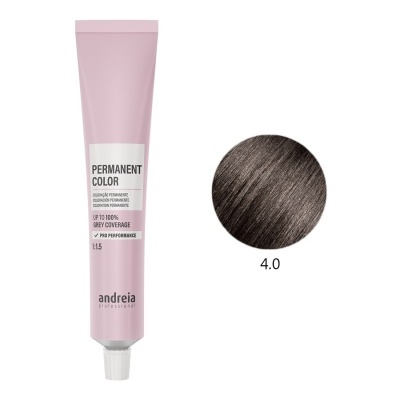 Tubo de coloração permanente de cabelo rosa com amostra de cor castanho escuro 4.0