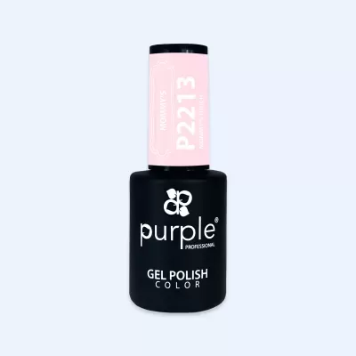 Esmalte de gel preto fosco com tampa rosa claro e texto branco