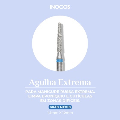 Agulha de manicure para manicure russa extrema com descrição em fundo azul