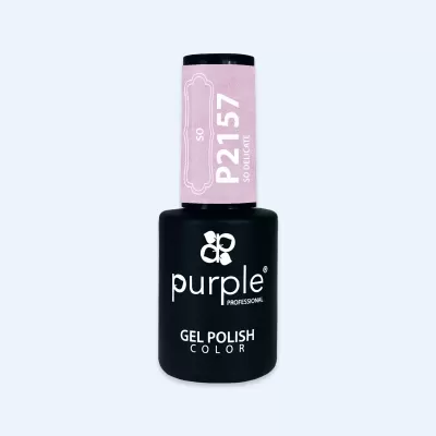 Frasco de verniz gel cor rosa claro com brilho, marca Purple Professional