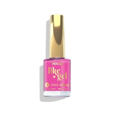 Frasco de verniz para unhas rosa INOCOS like gel com tampa dourada