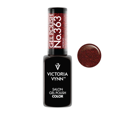 frasco de verniz gel para unhas vermelho com brilhos da marca VICTORIA VYNN