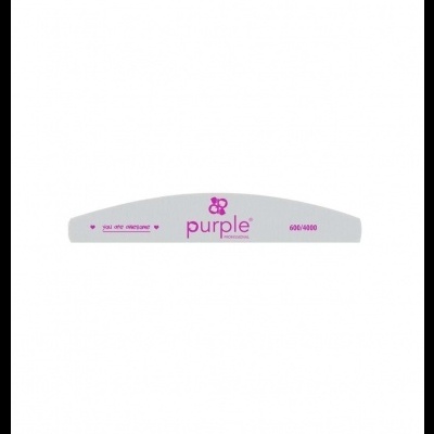 Lima de unhas curva branca com texto rosa Purple Professional