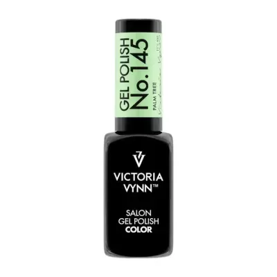 Frasco de verniz gel preto com rótulo verde claro e texto preto
