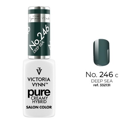 Frasco de esmalte de unhas Victoria Vynn Pure Creamy Hybrid Salon Color cor No. 246 Deep Sea com amostra da cor
