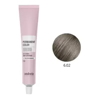 Tubo rosa de tinta permanente para cabelo e amostra de cor castanho acinzentado