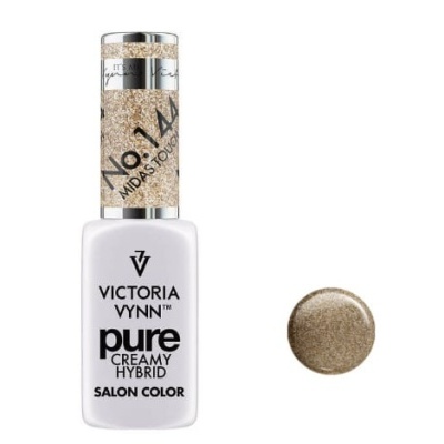 Verniz de unhas Victoria Vynn branco com tampa dourada glitter e amostra da cor